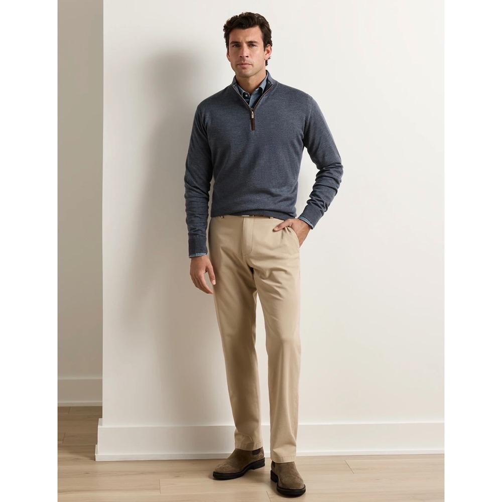 Peter Millar Soft Touch Twill Trouser Size 42 Khaki Pima Cotton Stretch Chinos